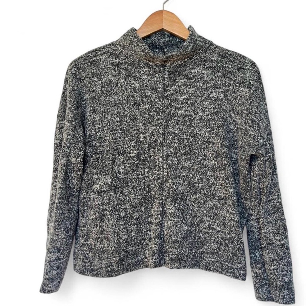 Madewell Marled Knit Cotton Mock Neck Pullover Grandmacore Minimalist Sweater